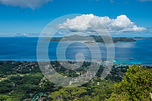 Panorama of La Digue island from Nid dÃ¢â¬â¢Aigle, Seychelles photo